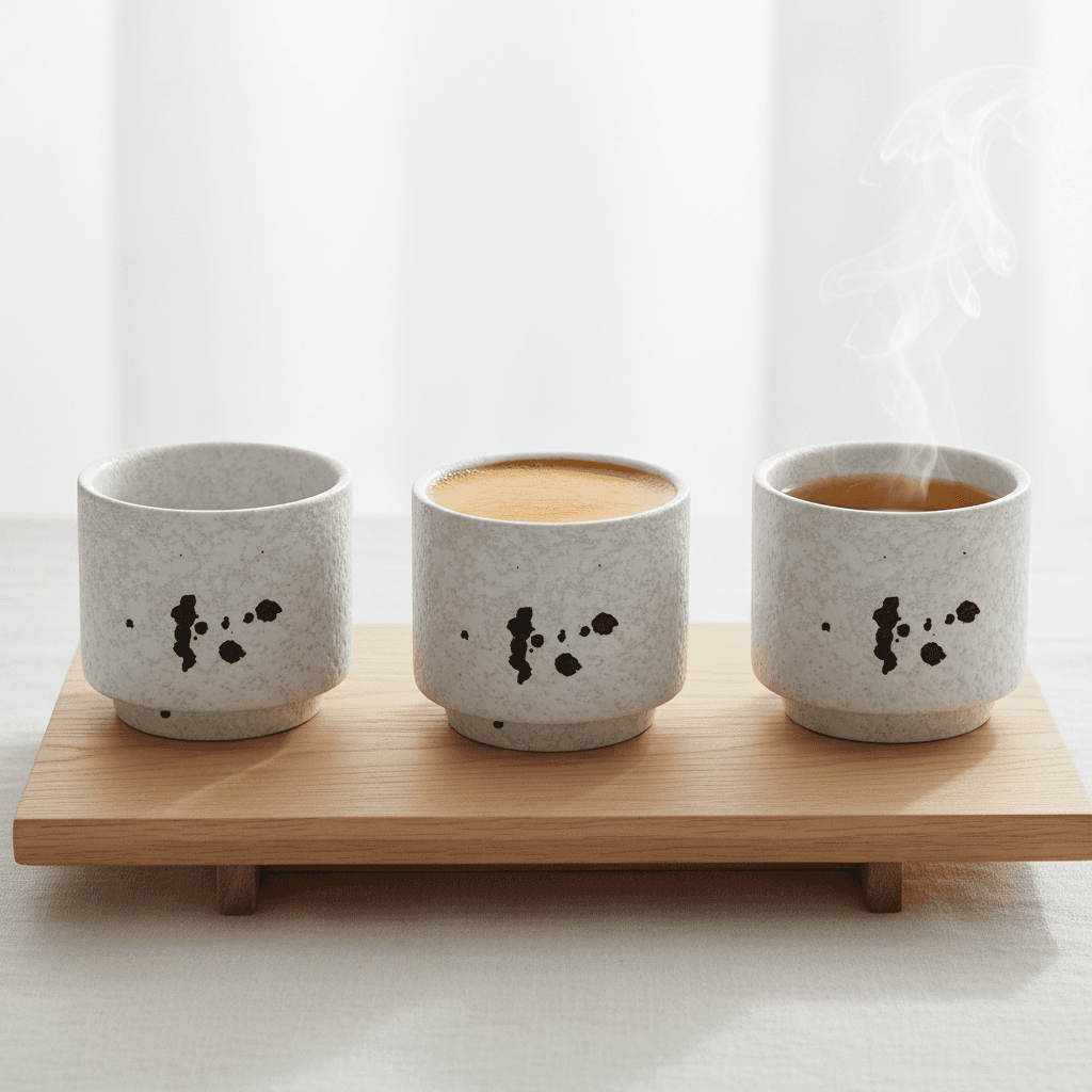 Kaze Speckled Stone Set (Set van 4) - Wit/Zwart Stippen